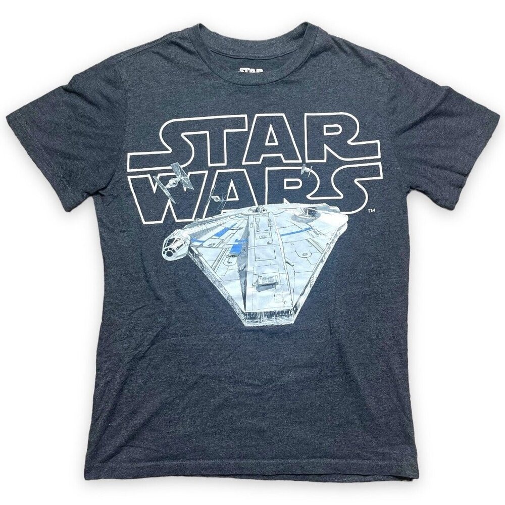 Star Wars Millennium Falcon Graphic T-Shirt Mens Gray Mad Engine Short Sleeve S